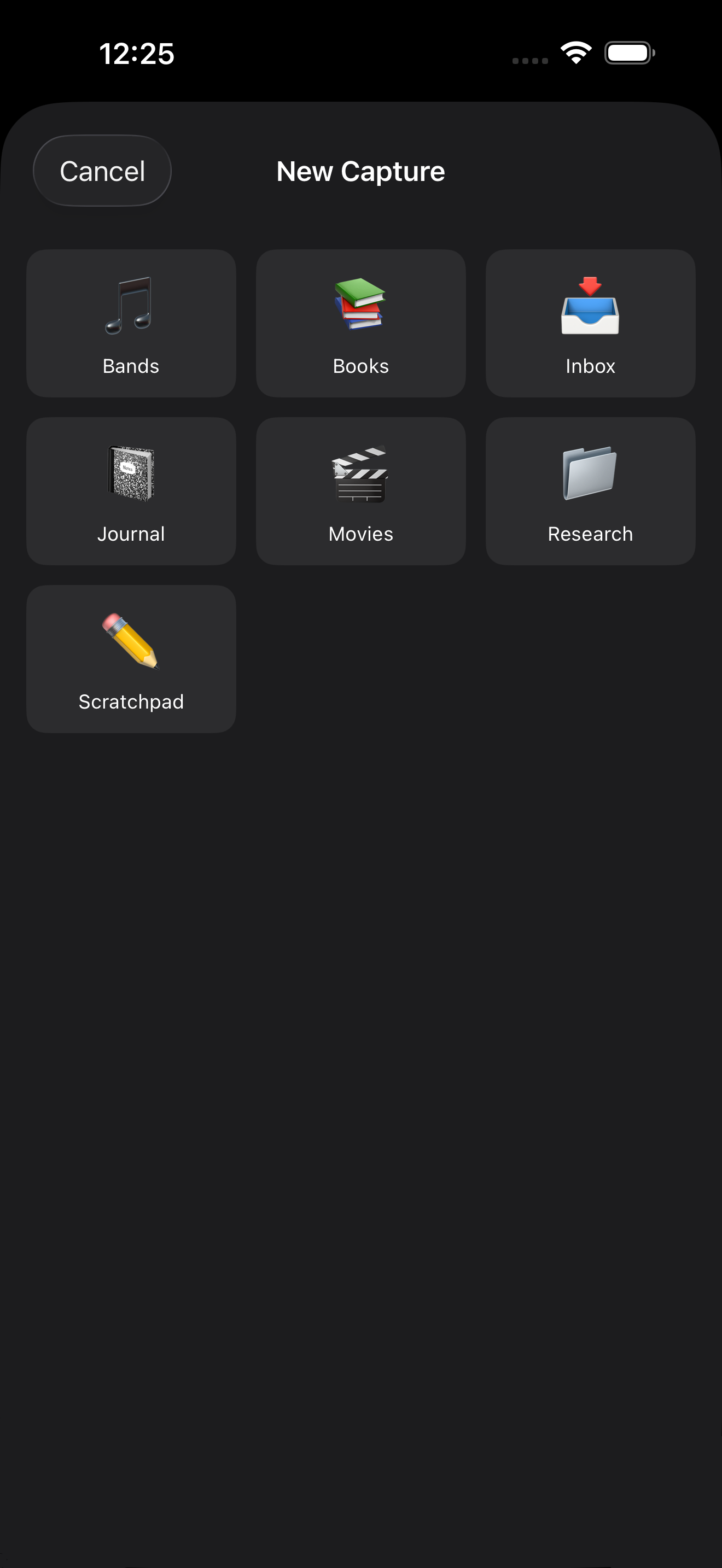 A screenshot of using iOS dictation to log a journal entry